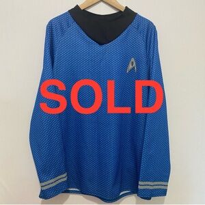 Star Trek Spock Men's Costume Cosplay Shirt Large Blue Long Sleeve Made in USA‎